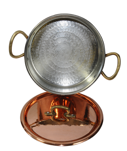 Tinned copper saucepan 1/2 handle (s)